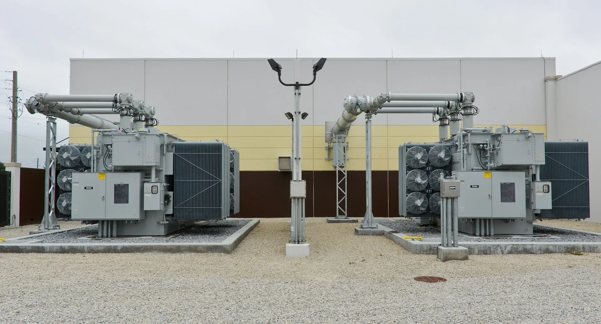 Data center server racks fed by dry-type distribution transformers handling nonlinear harmonic loads