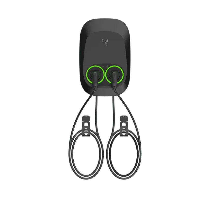 Borne de recharge CA commerciale Entogo Nano Duo à deux prises avec deux câbles Type 2 et partage intelligent de puissance — view 5
