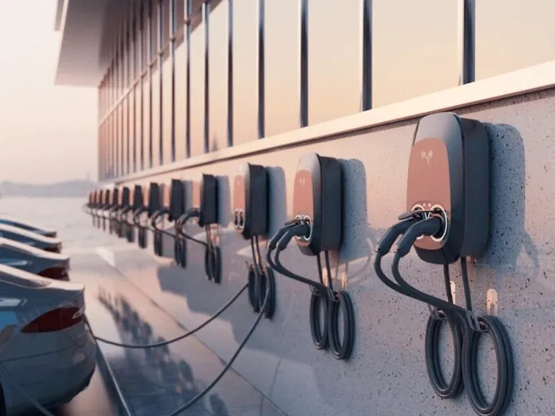 Borne de recharge CA commerciale Entogo Nano Duo à deux prises avec deux câbles Type 2 et partage intelligent de puissance — view 6