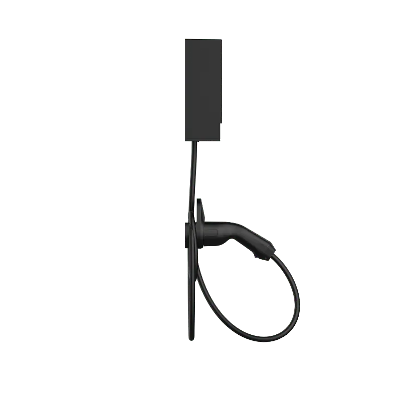 Entogo Argo Basic 11/22 kW AC home EV charger with tethered Type 2 cable in side profile