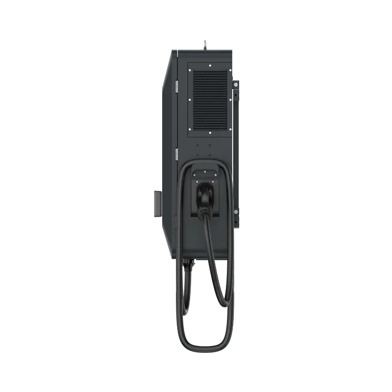 Entogo Mobox compact 40 kW DC fast EV charger on pedestal mount with CCS2 connector and 10-inch touchscreen — view 3