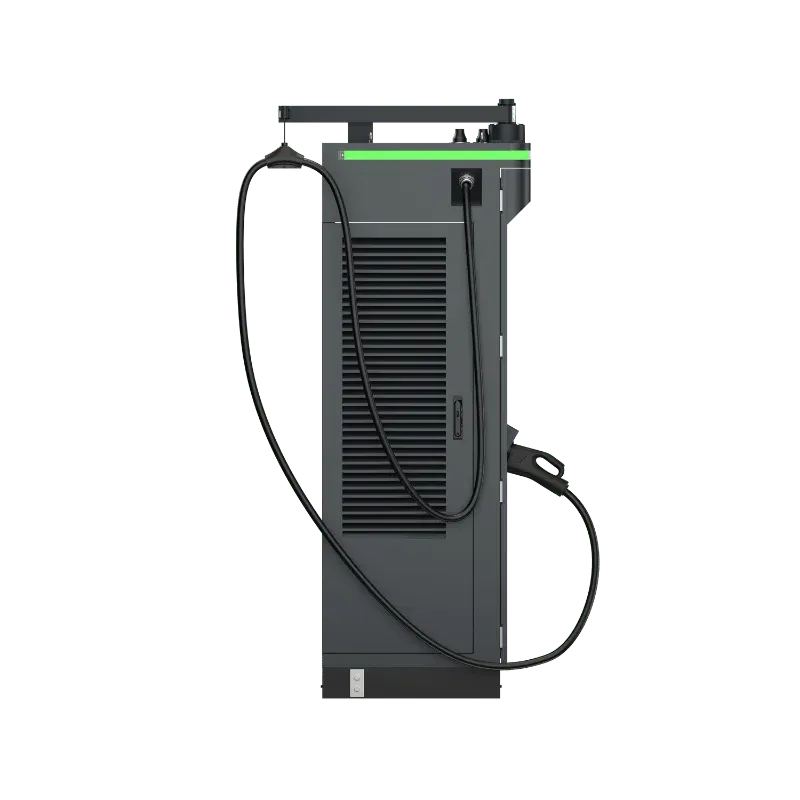 Entogo Rocket 160-300 kW DC ultra-fast EV charger with dual CCS2 connectors and overhead cable management — view 3