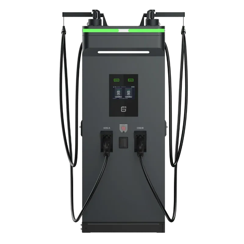 Borne de recharge CC ultrarapide Entogo Rocket 160-300 kW avec double connecteur CCS2 et gestion de câbles en hauteur — view 13