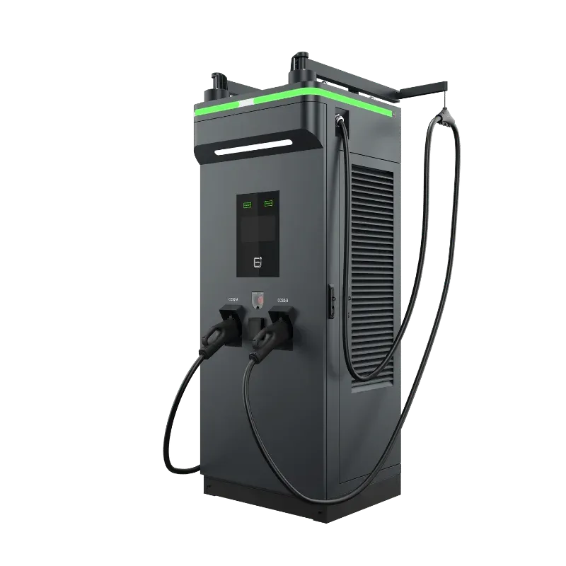 Borne de recharge CC ultrarapide Entogo Rocket 160-300 kW avec double connecteur CCS2 et gestion de câbles en hauteur — view 15