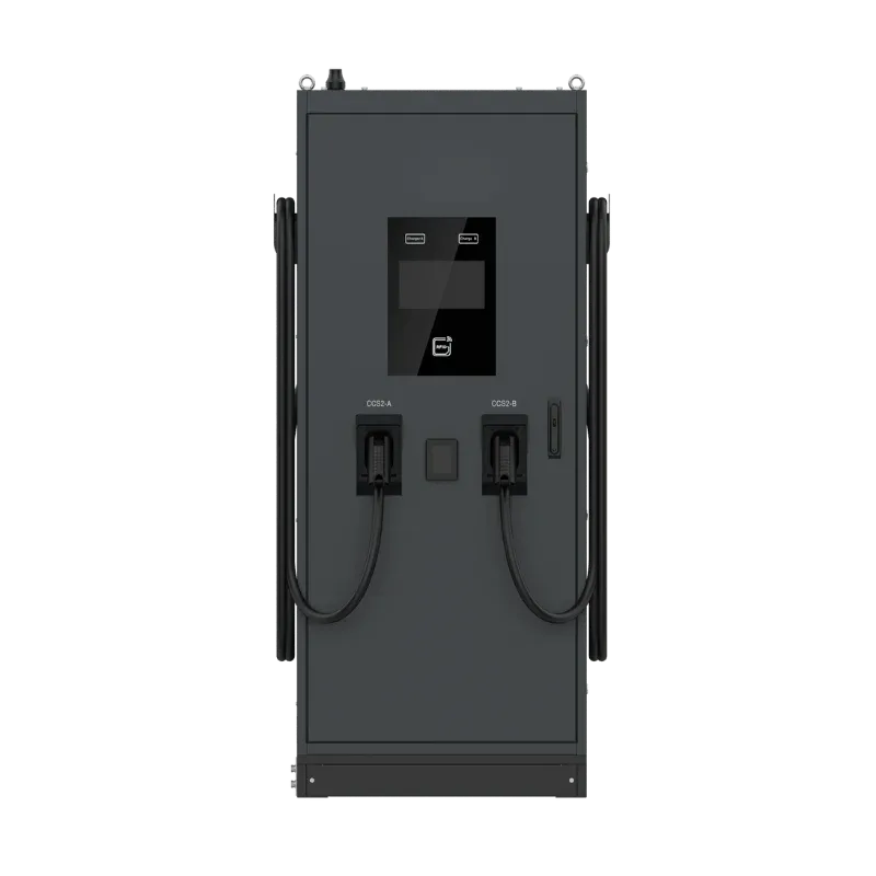 Borne de recharge rapide CC sur pied Entogo Turbo 60/120 kW avec double connecteur CCS2 et portique de câbles en hauteur — view 11