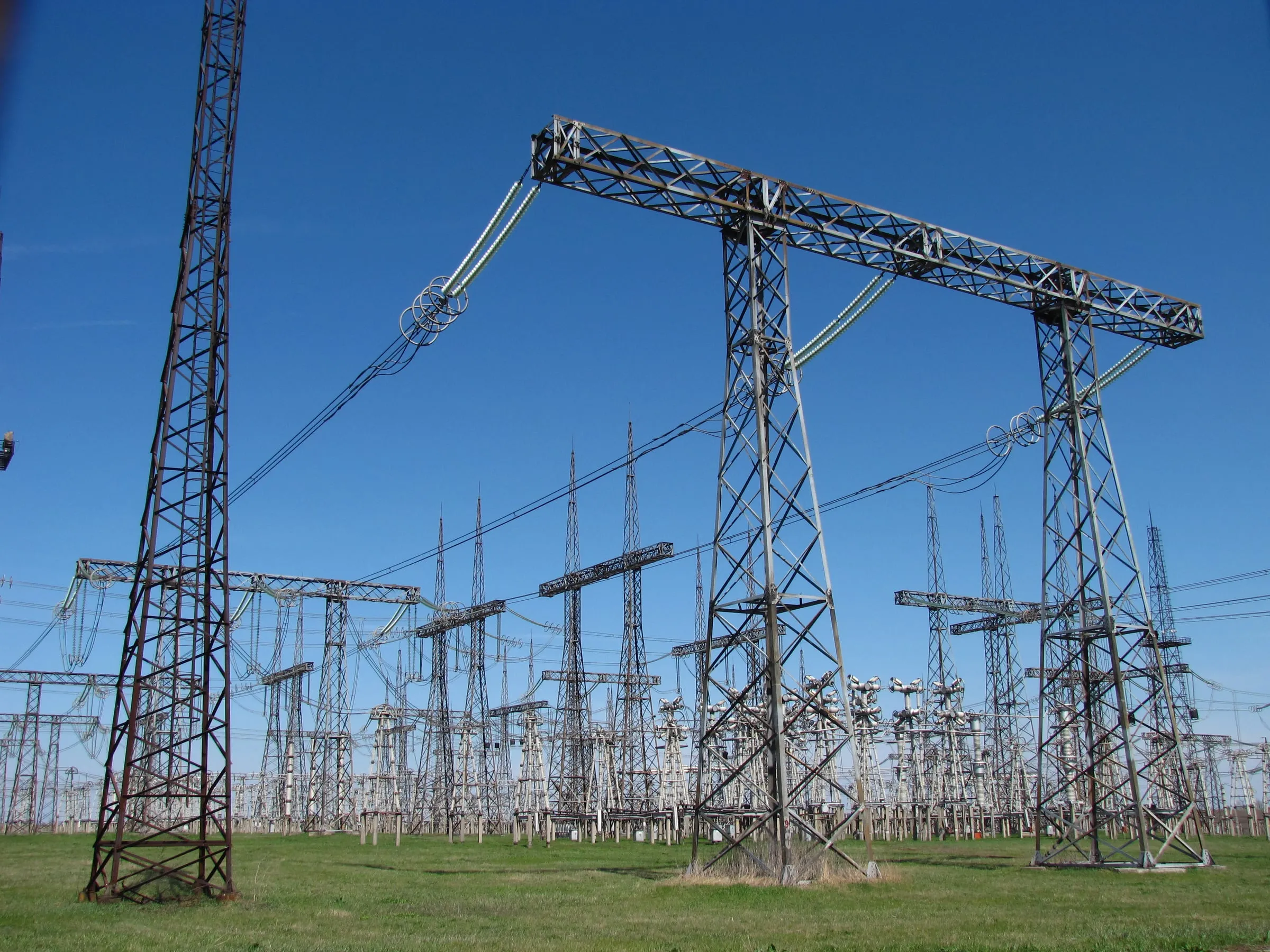 Medium-voltage switchgear lineup in an electrical substation and power distribution room